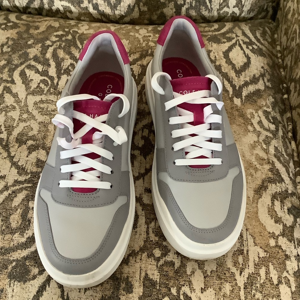 Cole Haan Grandpro Rally Golf shoes 8.5 grey and pink
